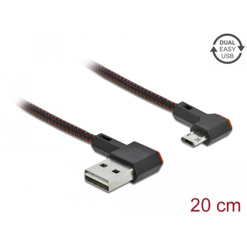 Delock EASY-USB 2.0 Cable Type-A male to EASY-USB Type Micro-B male angled left / right 0.2 m black