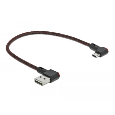 Delock EASY-USB 2.0 Cable Type-A male to EASY-USB Type Micro-B male angled left / right 0.2 m black 2