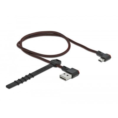Delock EASY-USB 2.0 Cable Type-A male to EASY-USB Type Micro-B male angled left / right 0.5 m black 2