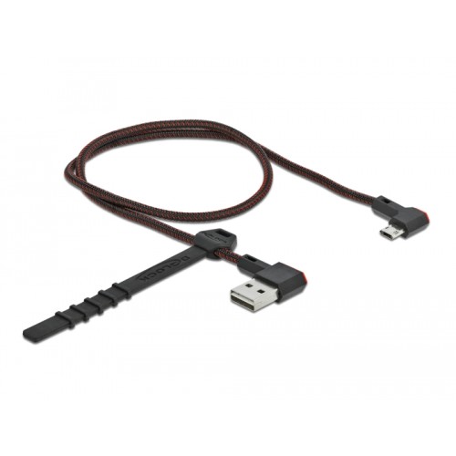 Delock EASY-USB 2.0 Cable Type-A male to EASY-USB Type Micro-B male angled left / right 0.5 m black