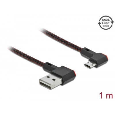 Delock EASY-USB 2.0 Cable Type-A male to EASY-USB Type Micro-B male angled left / right 1 m black