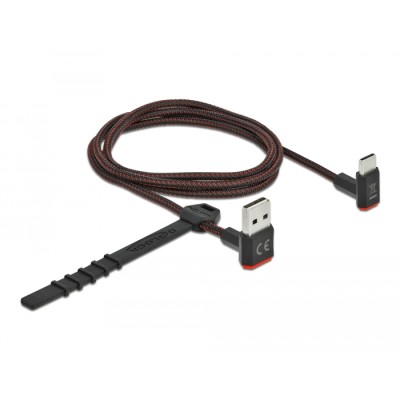 Delock EASY-USB 2.0 Cable Type-A male to USB Type-C™ male angled up / down 1 m black 2