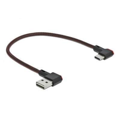 Delock EASY-USB 2.0 Cable Type-A male to USB Type-C™ male angled left / right 0.2 m black 2