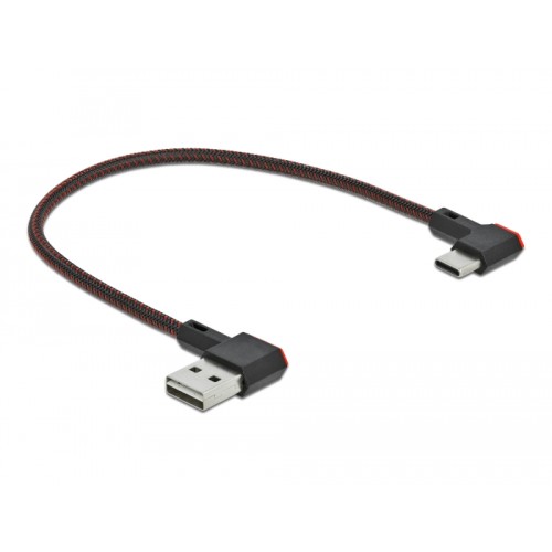 Delock EASY-USB 2.0 Cable Type-A male to USB Type-C™ male angled left / right 0.2 m black