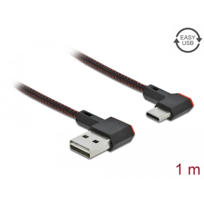 Delock EASY-USB 2.0 Cable Type-A male to USB Type-C™ male angled left / right 1 m black