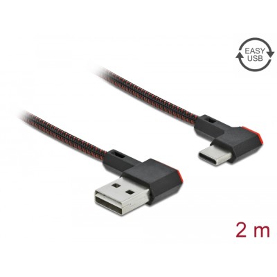 Delock EASY-USB 2.0 Cable Type-A male to USB Type-C™ male angled left / right 2 m black