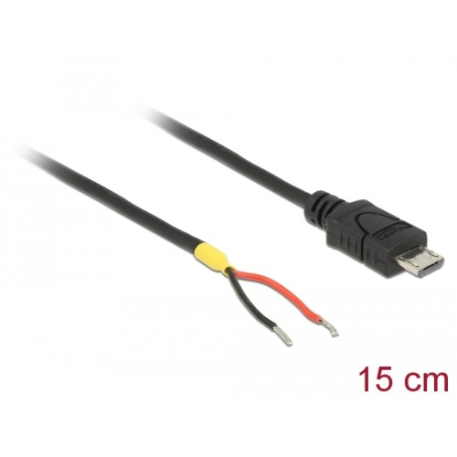 Delock Cable USB 2.0 Micro-B male-2 x open wires power 15 cm Raspberry Pi