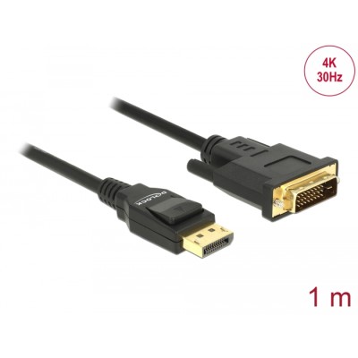 Delock Cable DisplayPort 1.2 male  DVI 24+1 male passive 4K 30 Hz 1 m black