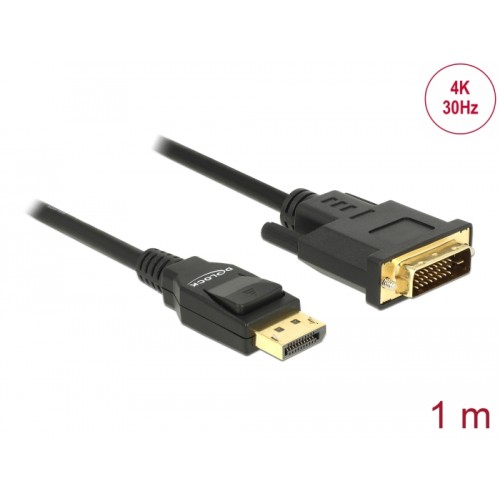 Delock Cable DisplayPort 1.2 male  DVI 24+1 male passive 4K 30 Hz 1 m black