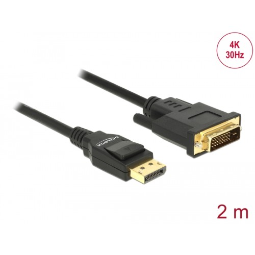 Delock Cable DisplayPort 1.2 male  DVI 24+1 male passive 4K 30 Hz 2 m black