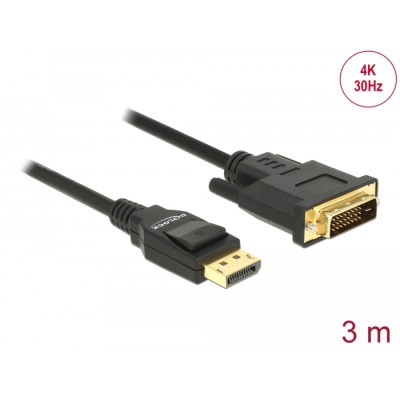 Delock Cable DisplayPort 1.2 male  DVI 24+1 male passive 4K 30 Hz 3 m black