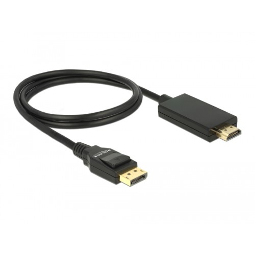 Delock Cable DisplayPort 1.2 male > High Speed HDMI-A male passive 4K 30 Hz 1 m black