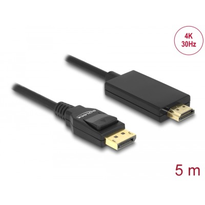 Delock Cable DisplayPort 1.2 male > High Speed HDMI-A male passive 4K 30 Hz 5 m black