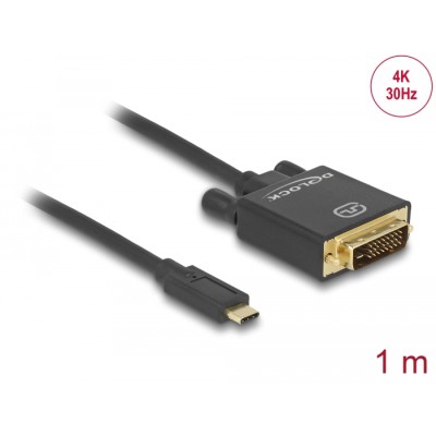 Delock Cable USB Type-C™ male  DVI 24+1 male (DP Alt Mode) 4K 30 Hz 1 m black
