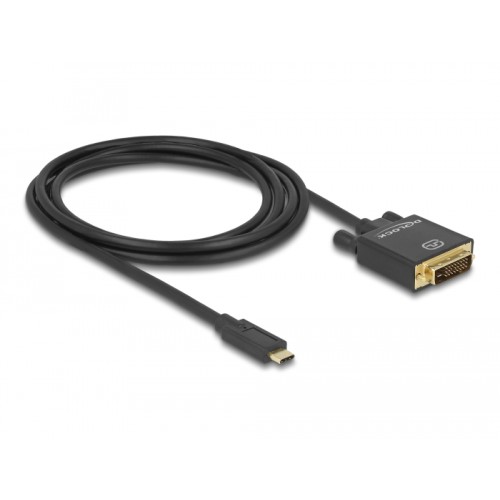Delock Cable USB Type-C™ male > DVI 24+1 male (DP Alt Mode) 4K 30 Hz 2 m black
