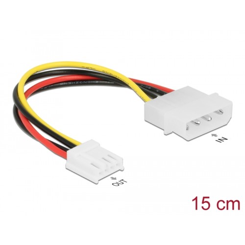 Delock Cable Power 4 pin male > 4 pin floppy female 15 cm