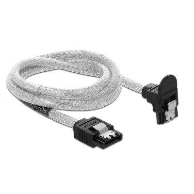Delock SATA 6 Gb/s Cable straight to downwards angled 70 cm transparent 2