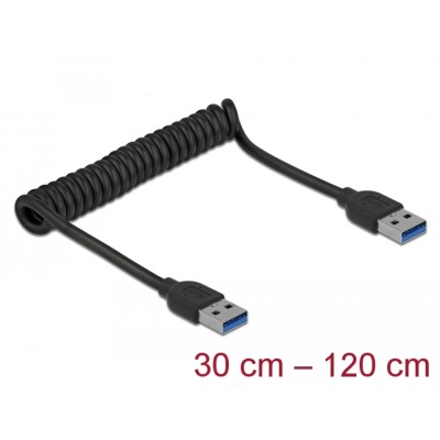 Delock USB 3.0 Coiled Cable Type-A male to Type-A male