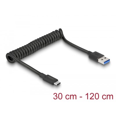 Delock USB 3.1 Gen 2 Coiled Cable Type-A male to Type-C™ male
