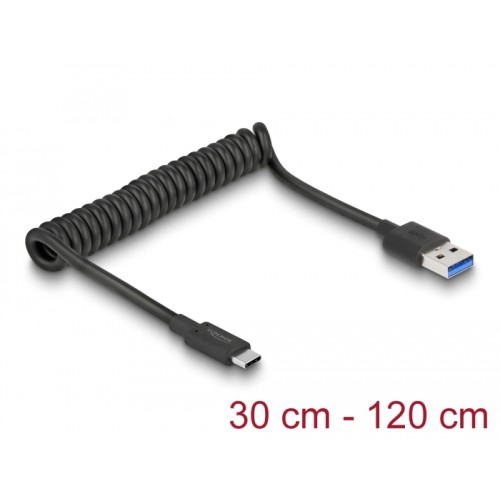 Delock USB 3.1 Gen 2 Coiled Cable Type-A male to Type-C™ male