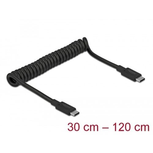 Delock USB 3.1 Gen 2 Coiled Cable Type-C male to Type-C™ male PD 3 A E-Marker
