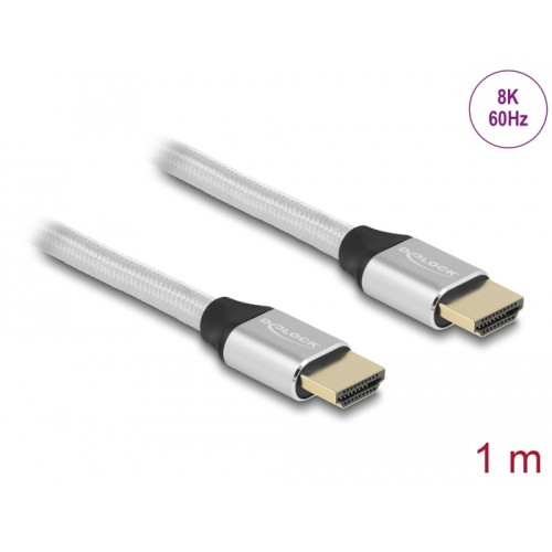 Delock Ultra High Speed HDMI Cable 48 Gbps 8K 60 Hz silver 1 m certified