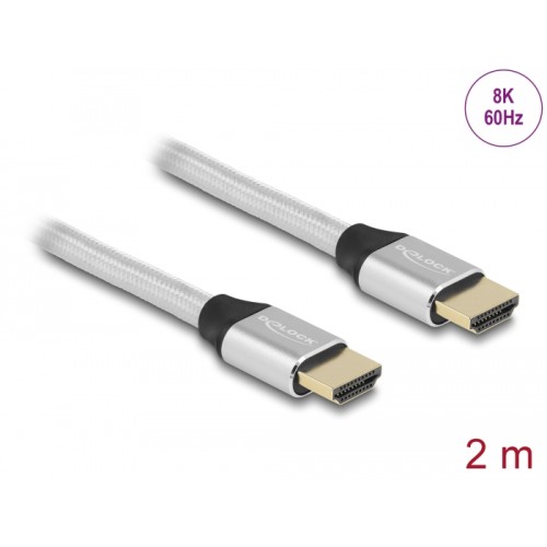 Delock Ultra High Speed HDMI Cable 48 Gbps 8K 60 Hz silver 2 m certified