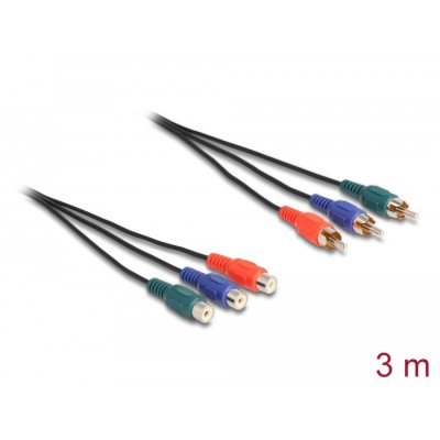 Delock RCA RGB Extension Cable 3 x male to 3 x female 3 m
