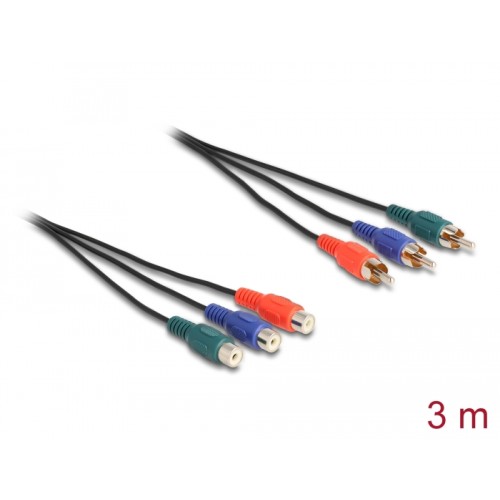 Delock RCA RGB Extension Cable 3 x male to 3 x female 3 m