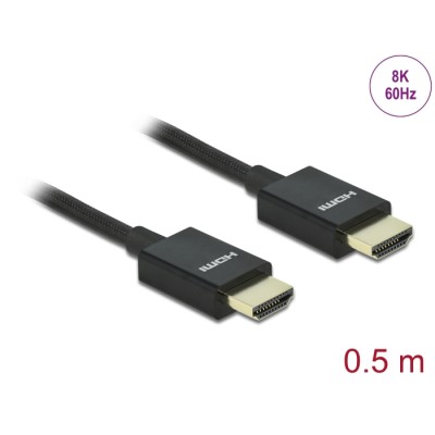 Delock Coaxial High Speed HDMI Cable 48 Gbps 8K 60 Hz black 0.5 m