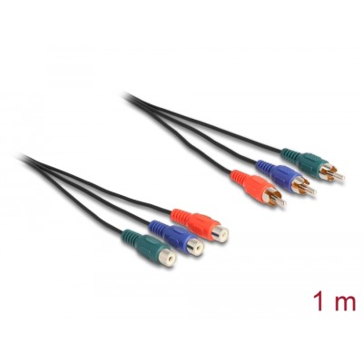 Delock RCA RGB Extension Cable 3 x male to 3 x female 1 m