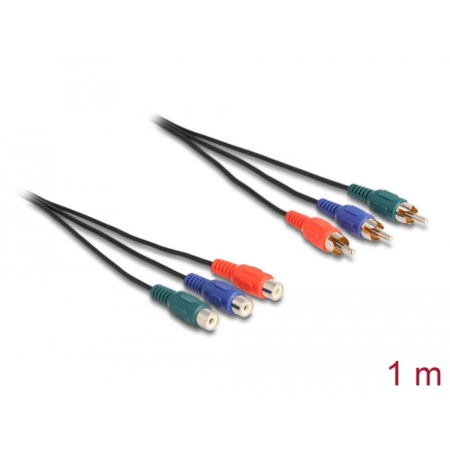 Delock RCA RGB Extension Cable 3 x male to 3 x female 1 m