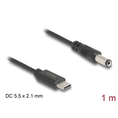 Delock USB Type-C™ Power Cable to DC 5.5 x 2.1 mm male 1 m