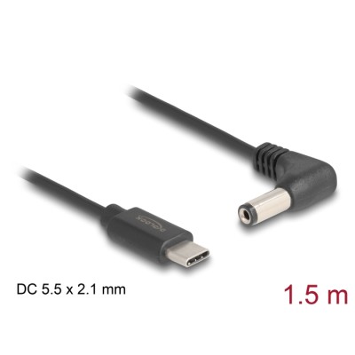 Delock USB Type-C™ Power Cable to DC 5.5 x 2.1 mm male angled 1.5 m