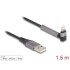Delock Data and Charging Cable USB Type-A to Lightning™ for iPhone™, iPad™, iPod™ angled with stand function black 1.5 m MFi