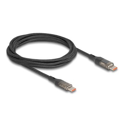 Delock USB 2.0 Data and Fast Charging Cable USB Type-C™ male to male PD 3.0 100 W with power indication transparent 2 m 2