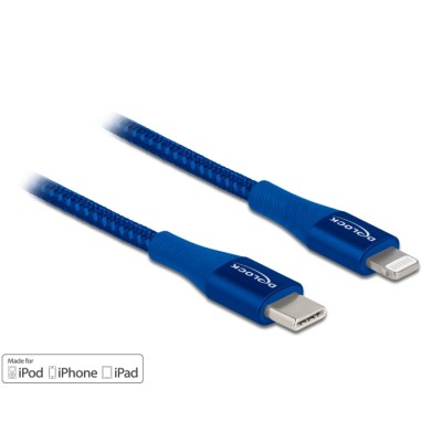 Delock Data and charging cable USB Type-C™ to Lightning™ for iPhone™, iPad™ and iPod™ blue 2 m MFi