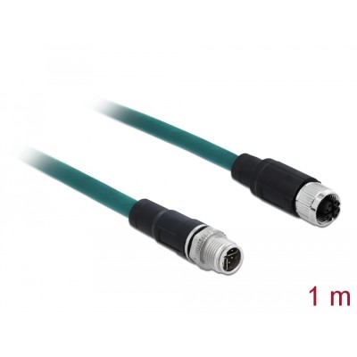 Delock Network cable M12 8 pin X-coded male to female PUR (TPU) 1 m
