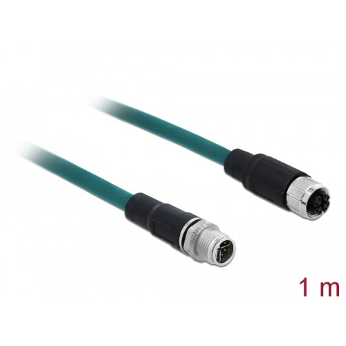 Delock Network cable M12 8 pin X-coded male to female PUR (TPU) 1 m