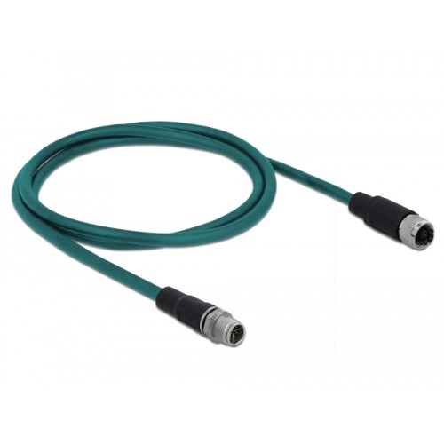 Delock Network cable M12 8 pin X-coded male to female PUR (TPU) 1 m