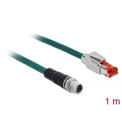 Delock Network cable M12 8 pin X-coded to RJ45 plug PVC 1 m