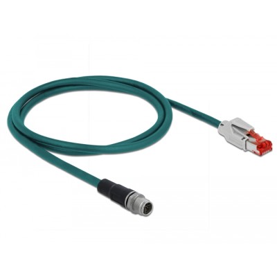 Delock Network cable M12 8 pin X-coded to RJ45 plug PVC 1 m 2