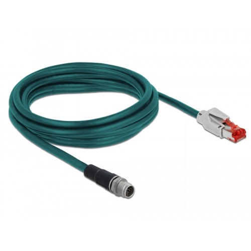 Delock Network cable M12 8 pin X-coded to RJ45 plug PVC 3 m