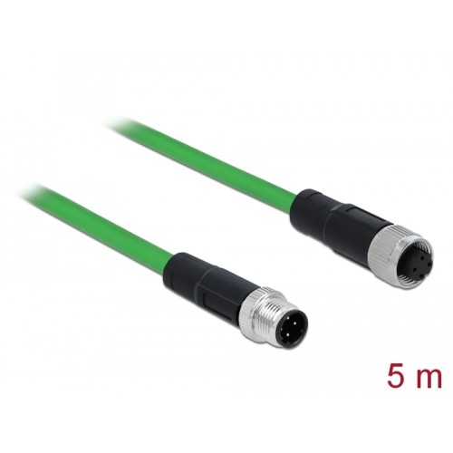 Delock Network cable M12 4 pin D-coded male to female TPU 5 m