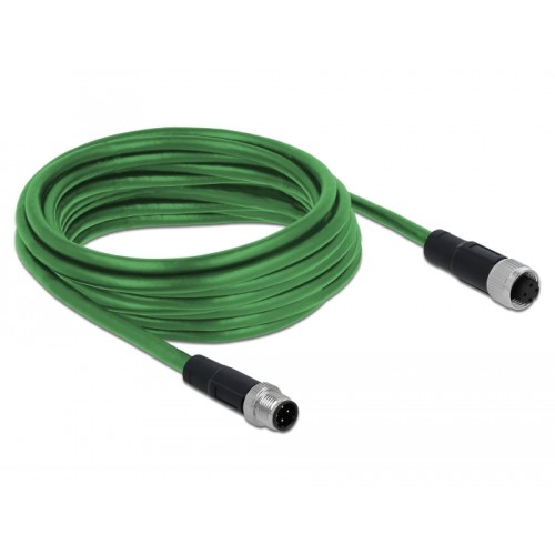 Delock Network cable M12 4 pin D-coded male to female TPU 5 m