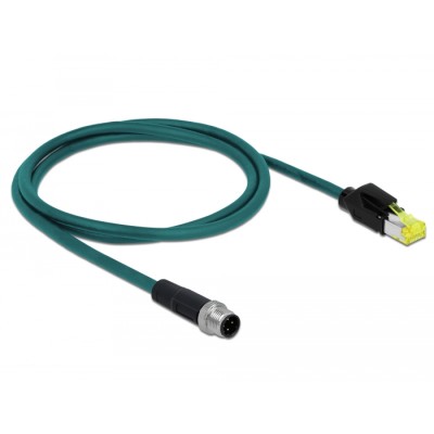 Delock Network cable M12 4 pin D-coded to RJ45 Hirose plug TPU 2 m 2