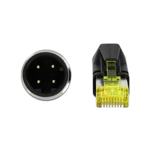 Delock Network cable M12 4 pin D-coded to RJ45 Hirose plug TPU 2 m