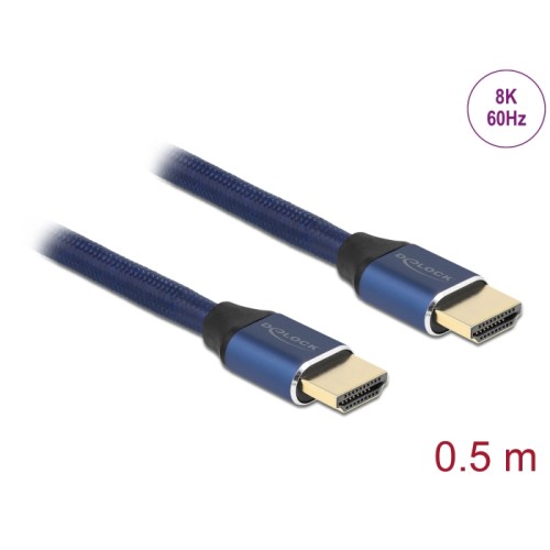 Delock Ultra High Speed HDMI Cable 48 Gbps 8K 60 Hz blue 0.5 m certified