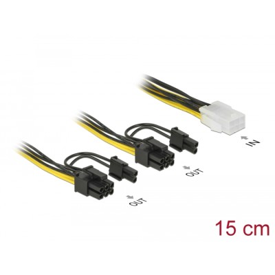 Delock PCI Express power cable 6 pin female-2 x 8 pin male 15 cm