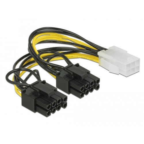 Delock PCI Express power cable 6 pin female-2 x 8 pin male 15 cm